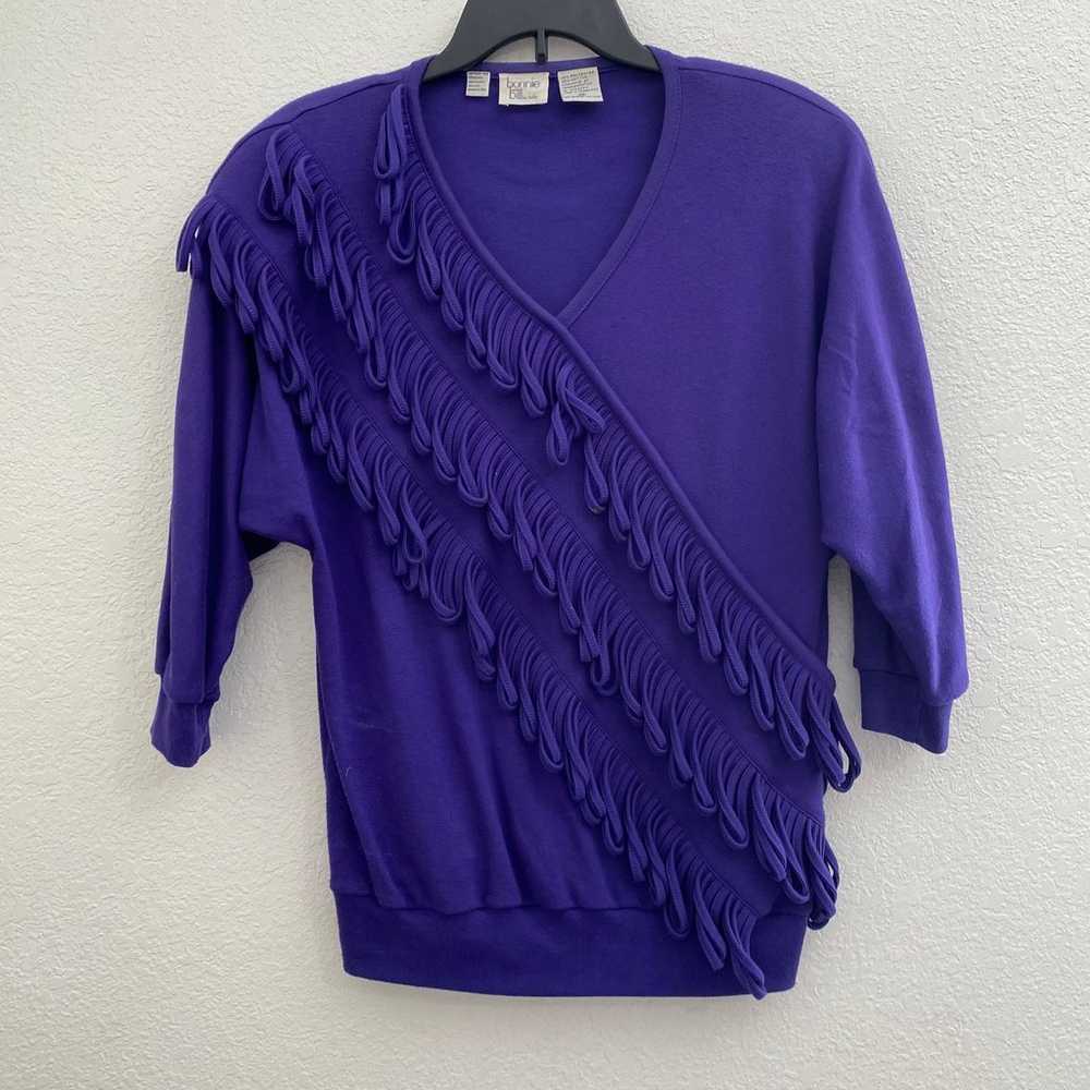 Vintage 80's Bonnie & Bill purple hook and loop t… - image 1