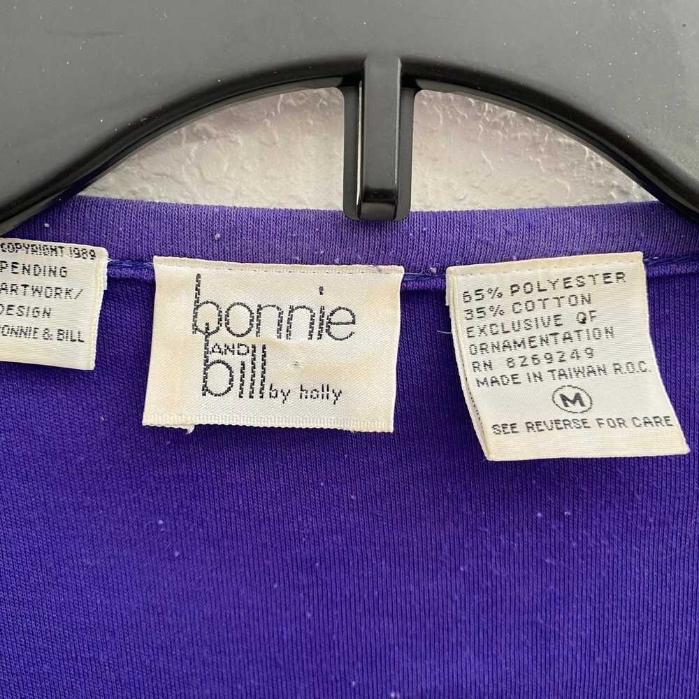 Vintage 80's Bonnie & Bill purple hook and loop t… - image 3