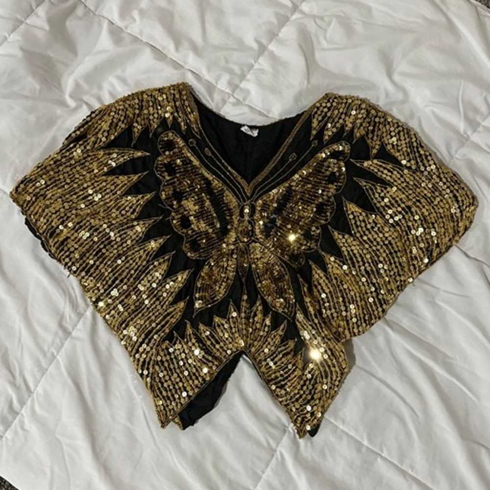 Vintage gold butterfly top - image 1