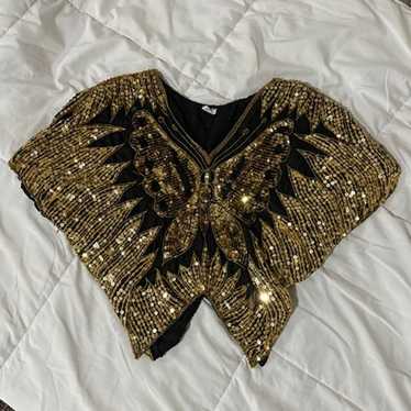 Vintage gold butterfly top - image 1