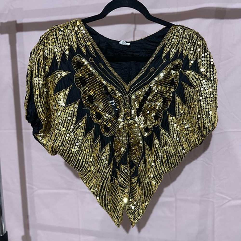 Vintage gold butterfly top - image 4