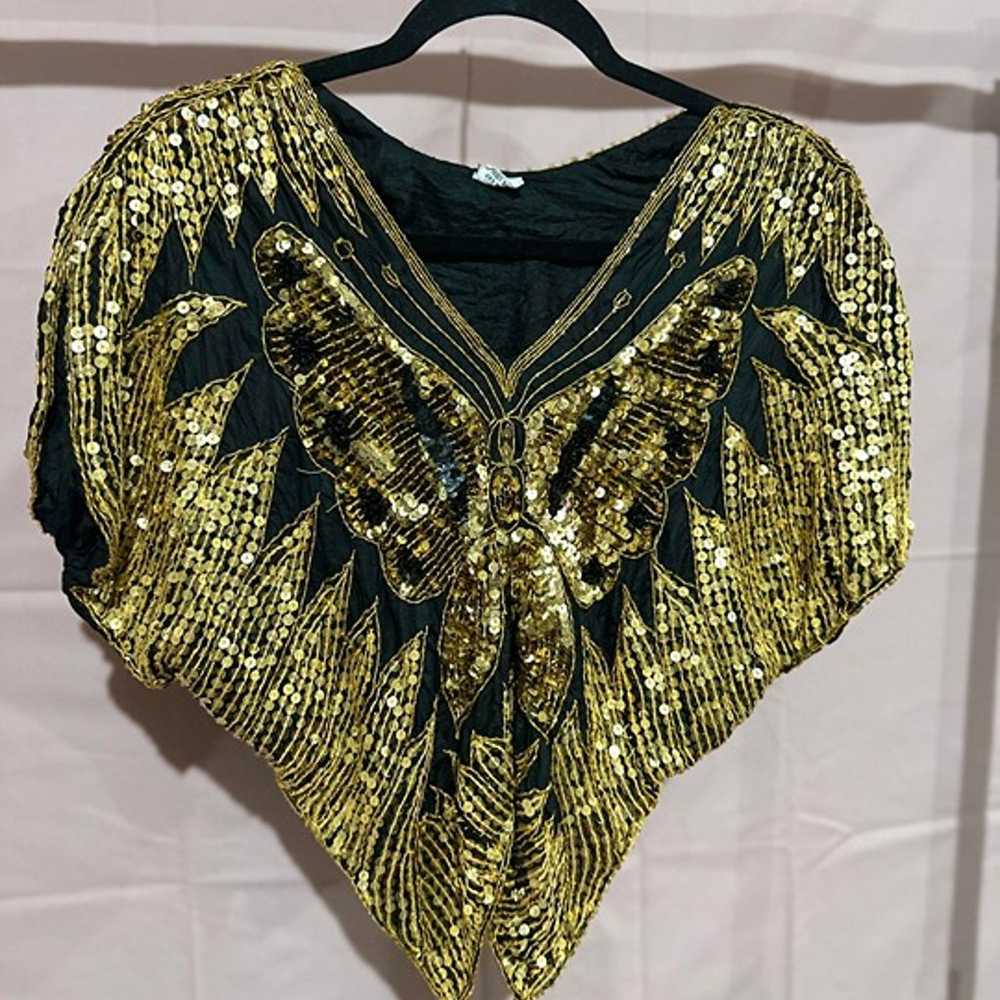 Vintage gold butterfly top - image 5