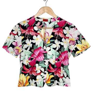 Kenzo Paris Vintage Tropical Floral Print Top Wom… - image 1