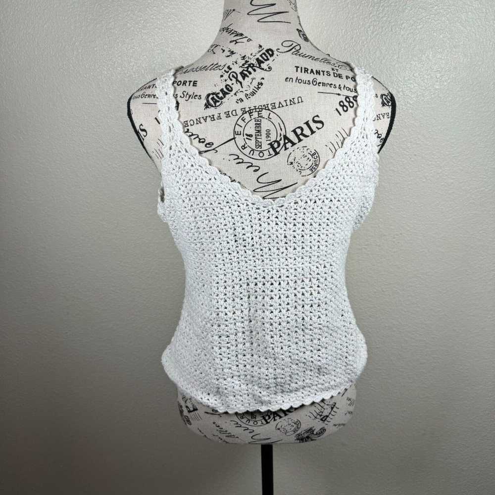 Vintage Express Tricot White Crochet Knit Tank Ve… - image 6