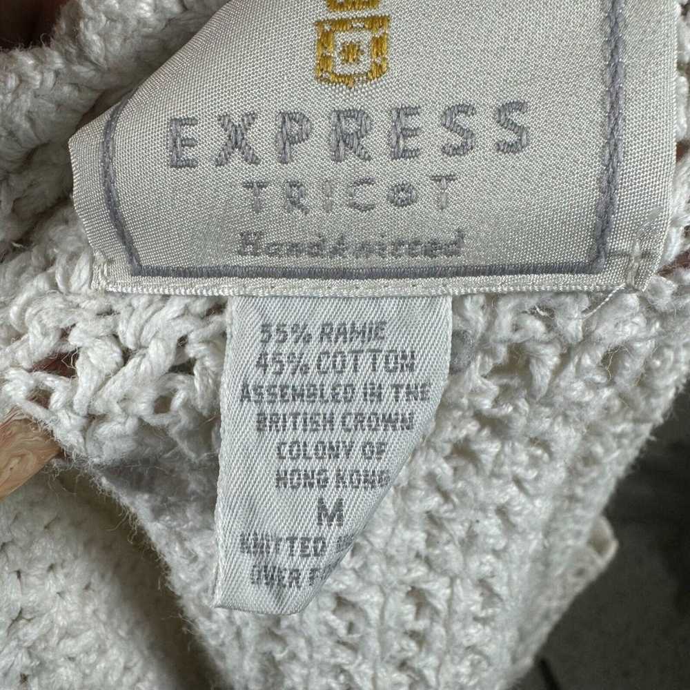 Vintage Express Tricot White Crochet Knit Tank Ve… - image 7