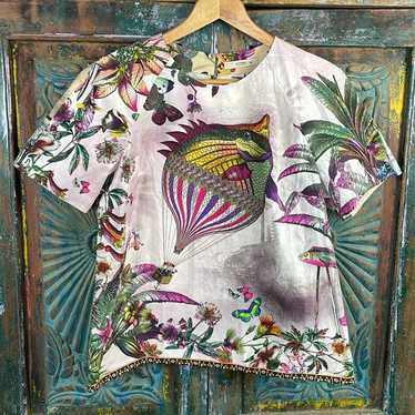 Etro blouse retro hot air balloon stamps print - image 1