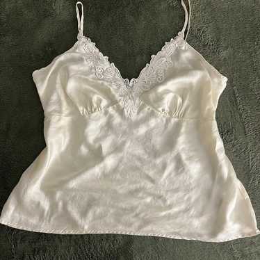 White Lace Milkmaid Cami w/ White Satin top Ribbon