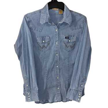 Vintage Wrangler women’s denim pearl snap button … - image 1