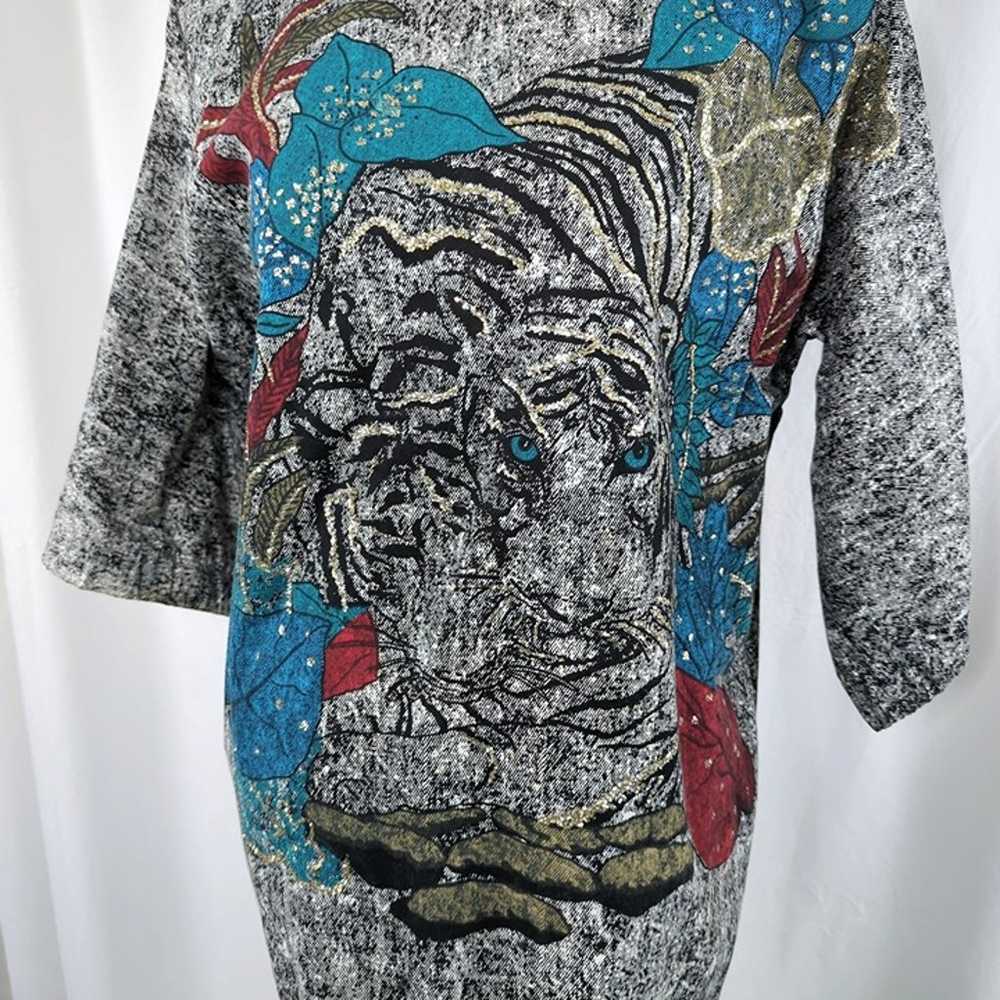 Vintage 90s Womens Top Large Tiger Graphic Tunic - image 2