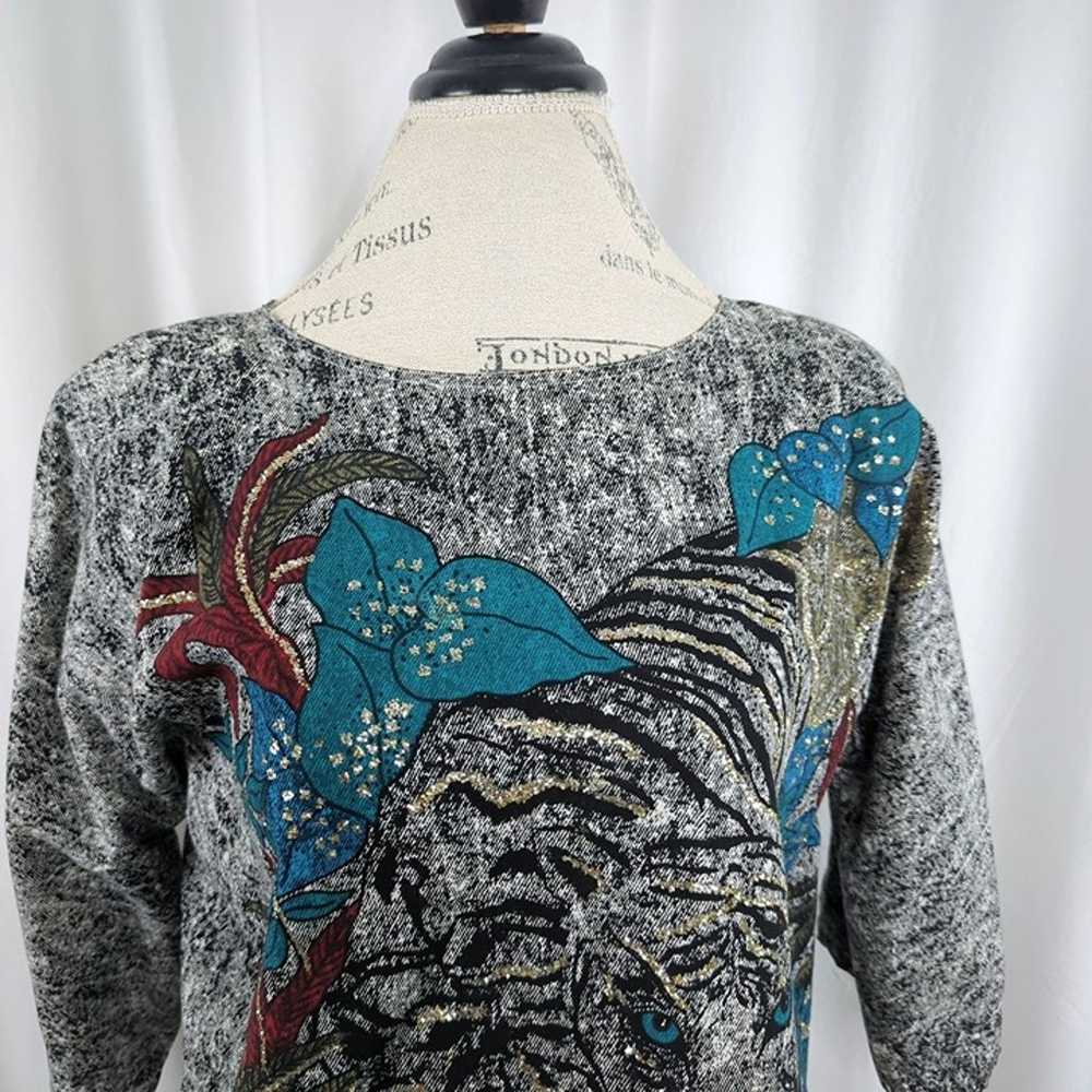 Vintage 90s Womens Top Large Tiger Graphic Tunic - image 5