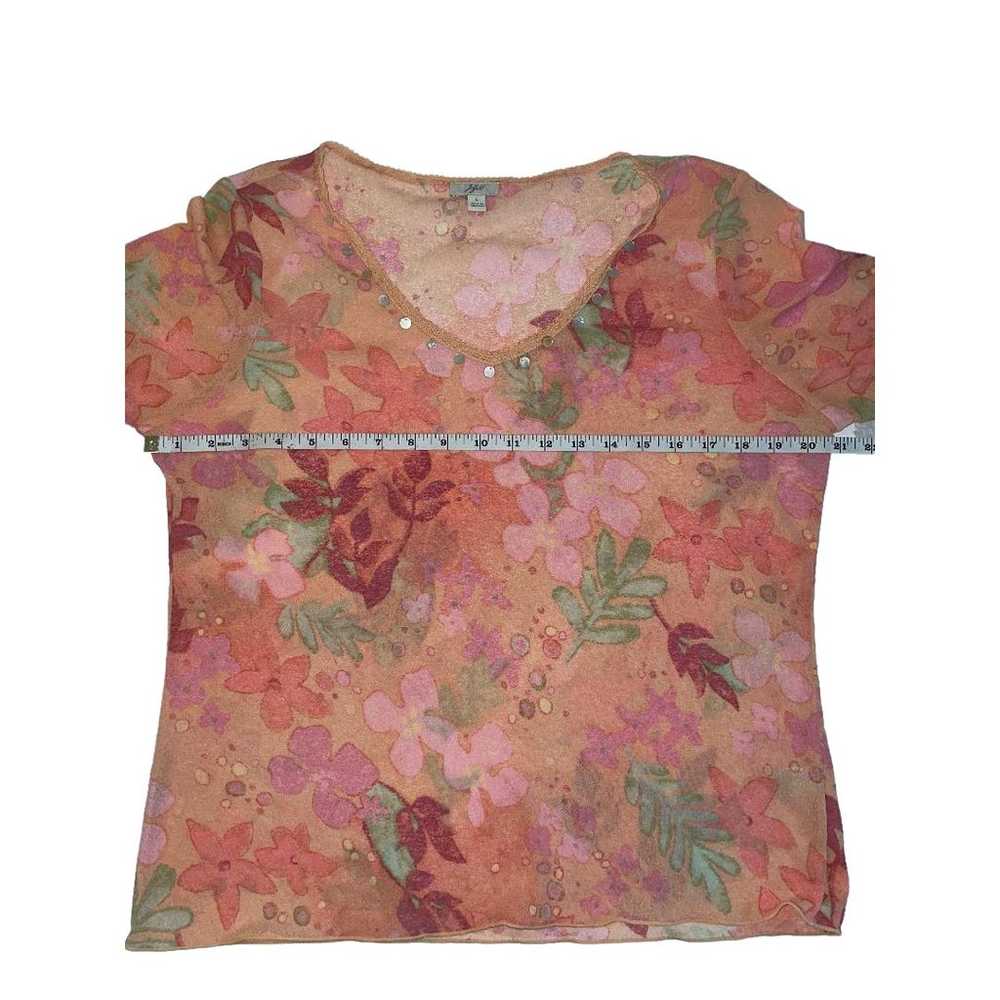 J. Jill Sheer Mesh Top Vintage Y2K Floral Top Emb… - image 5