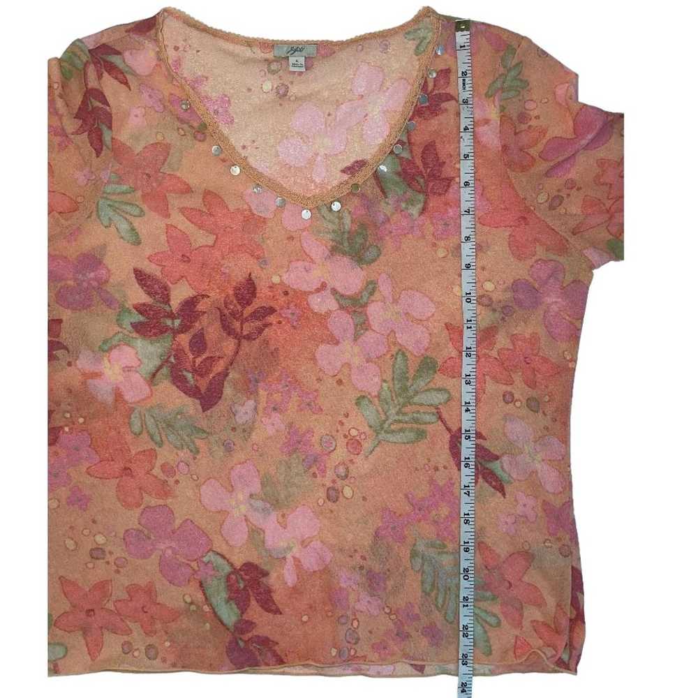 J. Jill Sheer Mesh Top Vintage Y2K Floral Top Emb… - image 6