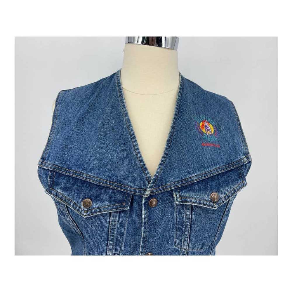 International Denim Vintage Embroidered Vest Wild… - image 6