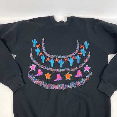 VTG 1980s XL Fruit of the Loom Black Crewneck Wes… - image 1