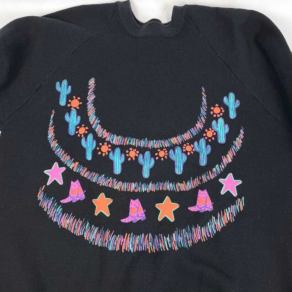 VTG 1980s XL Fruit of the Loom Black Crewneck Wes… - image 4