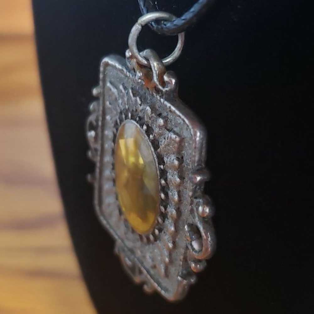 Vintage Silver Pendant on New Wax Hemp Necklace - image 4