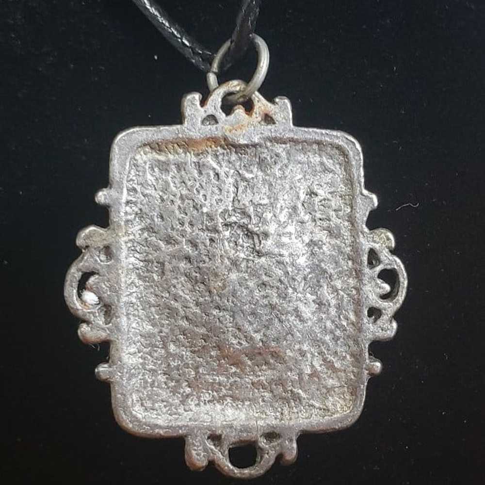 Vintage Silver Pendant on New Wax Hemp Necklace - image 5