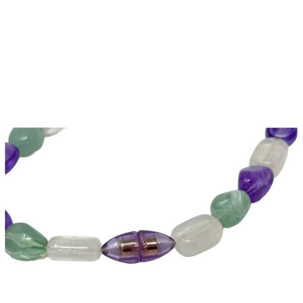 Vintage Green & Clear Purple Lucite Beaded Neckla… - image 5