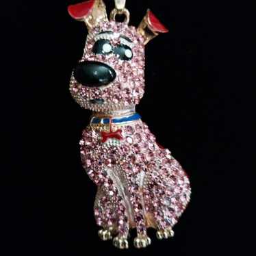 Vintage Betsey Johnson pink dog cartoon necklace