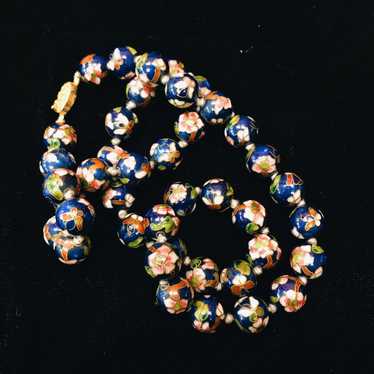 Chinese Vintage Cloisonné Necklace (Dark Blue)