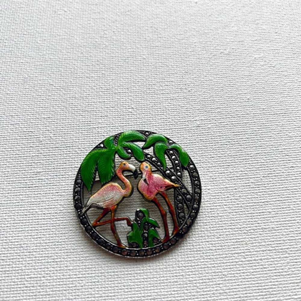 Vintage Uncas Sterling Silver Flamingo Brooch Pin - image 1