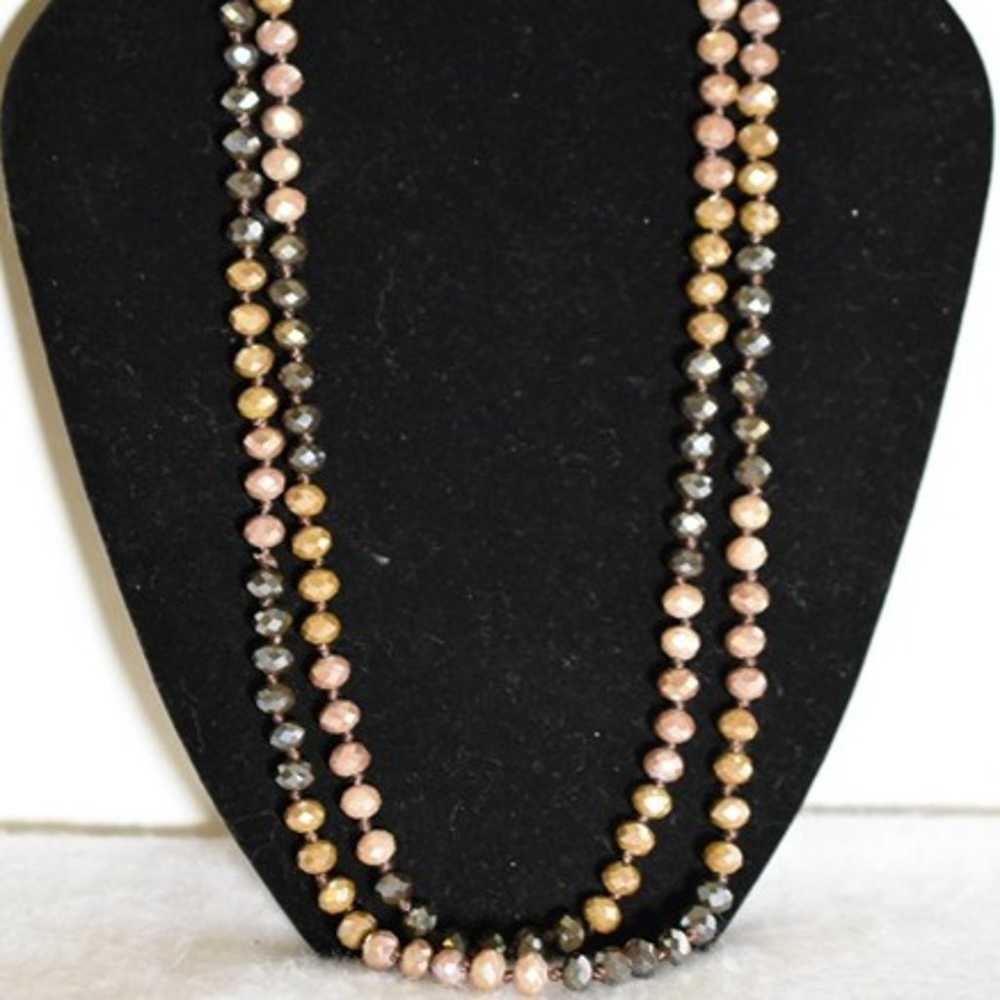 Vintage Aurora Black/Blue/Rose Beaded 30 inch  Si… - image 1