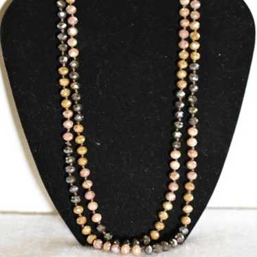 Vintage Aurora Black/Blue/Rose Beaded 30 inch  Si… - image 1