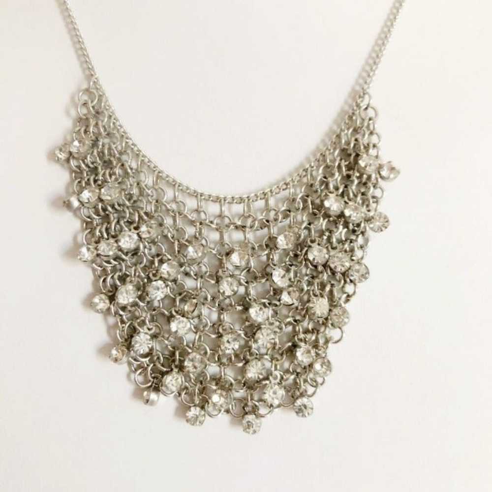 American Eagle Chain Mesh Rhinestone Bib Statemen… - image 2