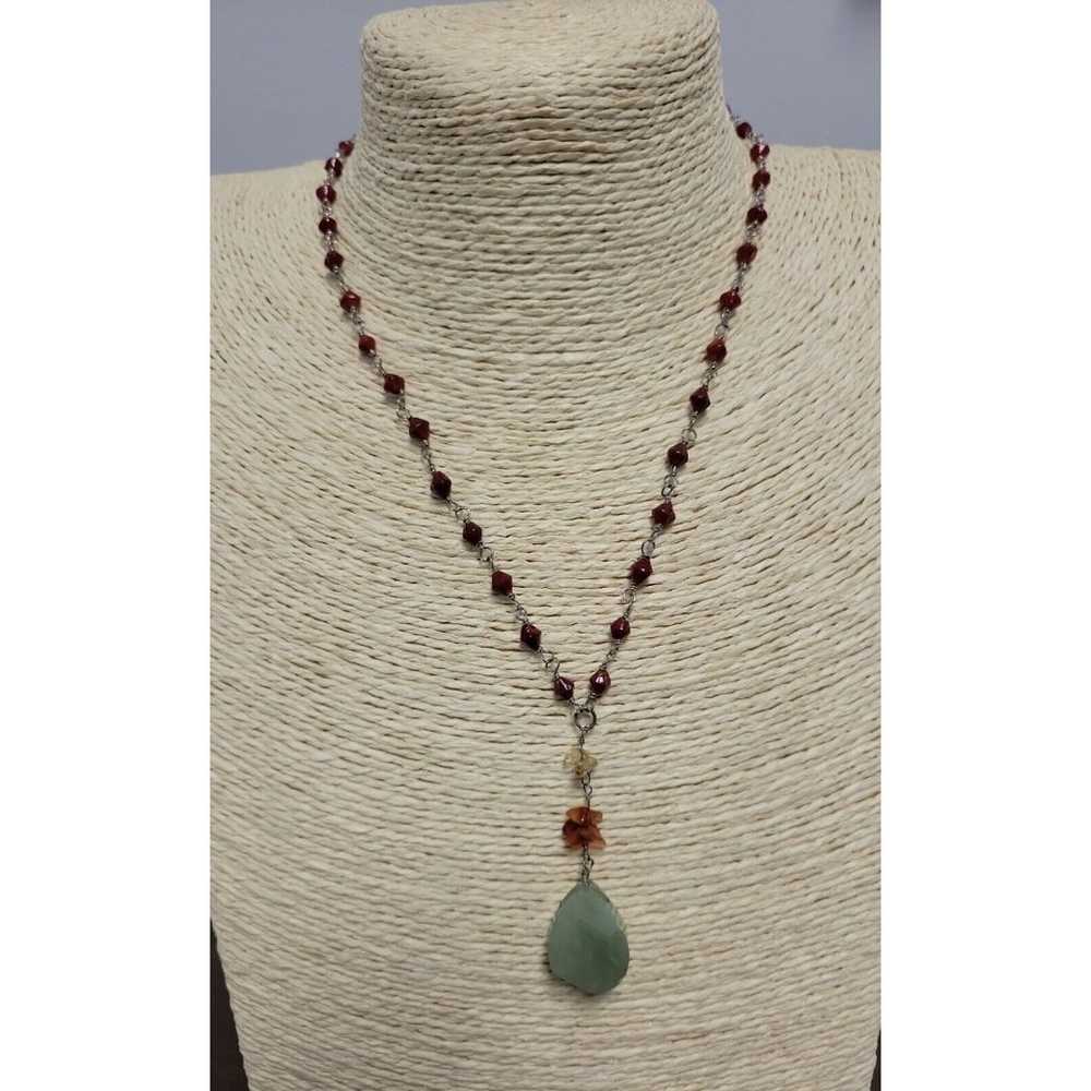 Vintage Wired Natural Gemstone Bead and Pendant Y… - image 1