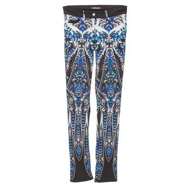 Roberto Cavalli Blue Cotton Printed Flared Bottom… - image 1