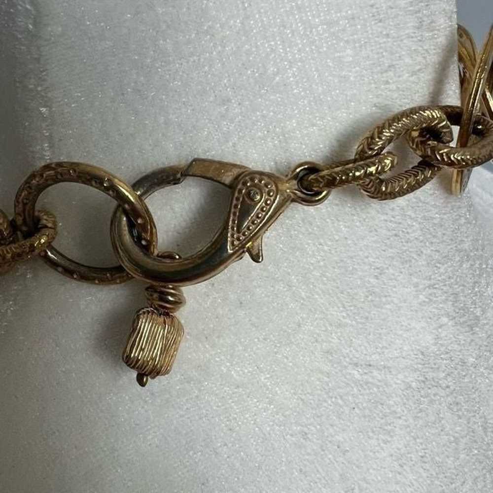 Vintage unique gold tone link metallic intricate … - image 7