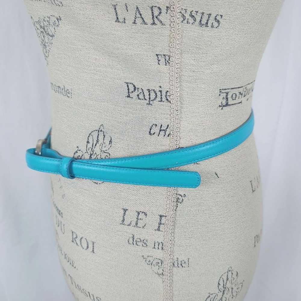 Womens Blue Leather Belt Medium - image 4