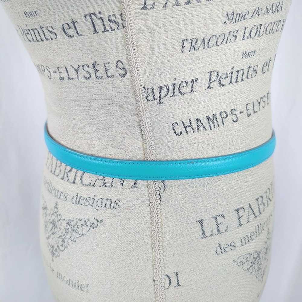 Womens Blue Leather Belt Medium - image 6