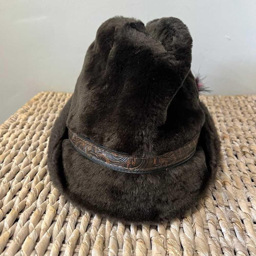 Vintage Men’s Mouton Lamb Fur Band Winter Brown H… - image 3