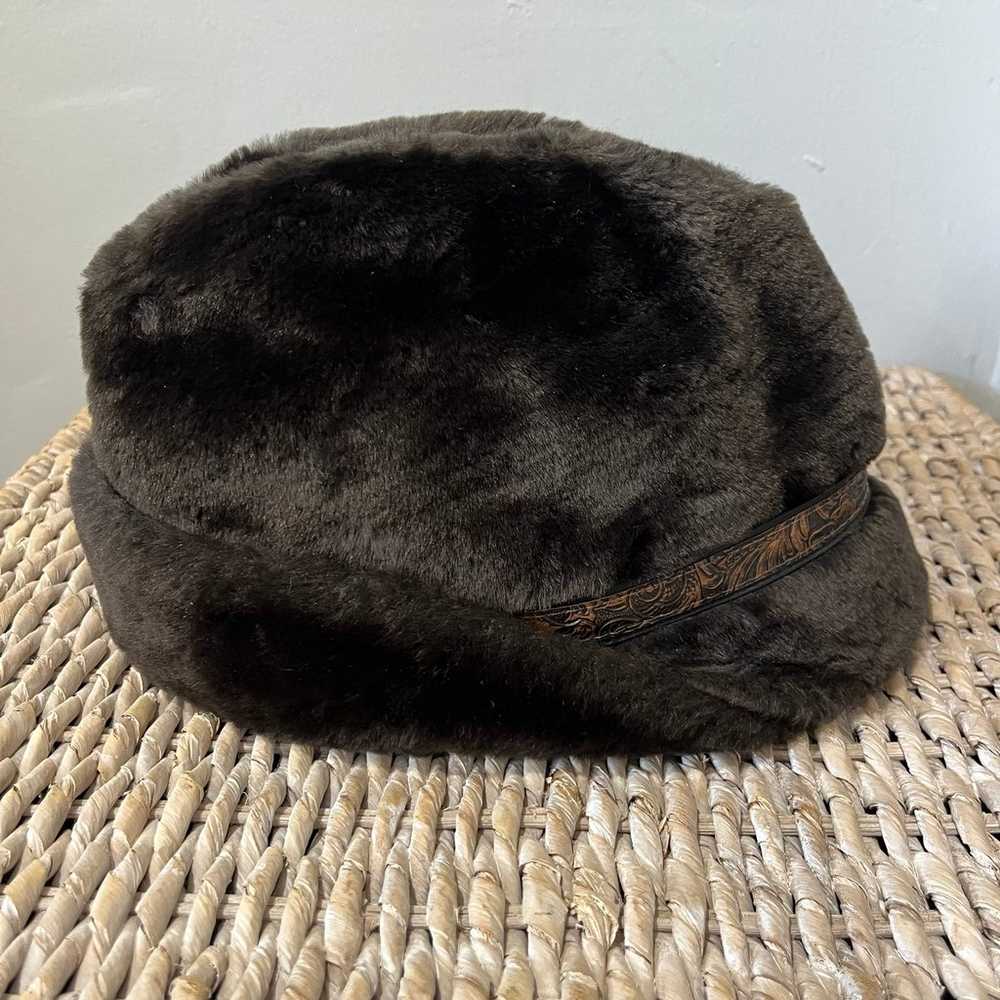 Vintage Men’s Mouton Lamb Fur Band Winter Brown H… - image 4