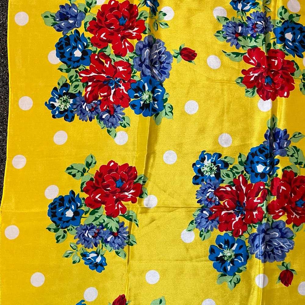 Vintage MCM Yellow polka dot Echo Floral 100% Sil… - image 5