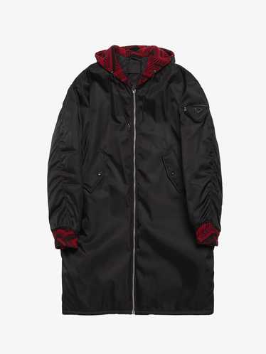 Prada Black Re-Nylon Wool Details Elongated Oversi