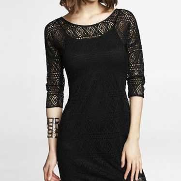 EXPRESS Sheer Crochet Black Eyelet Party  3/4 Sle… - image 1