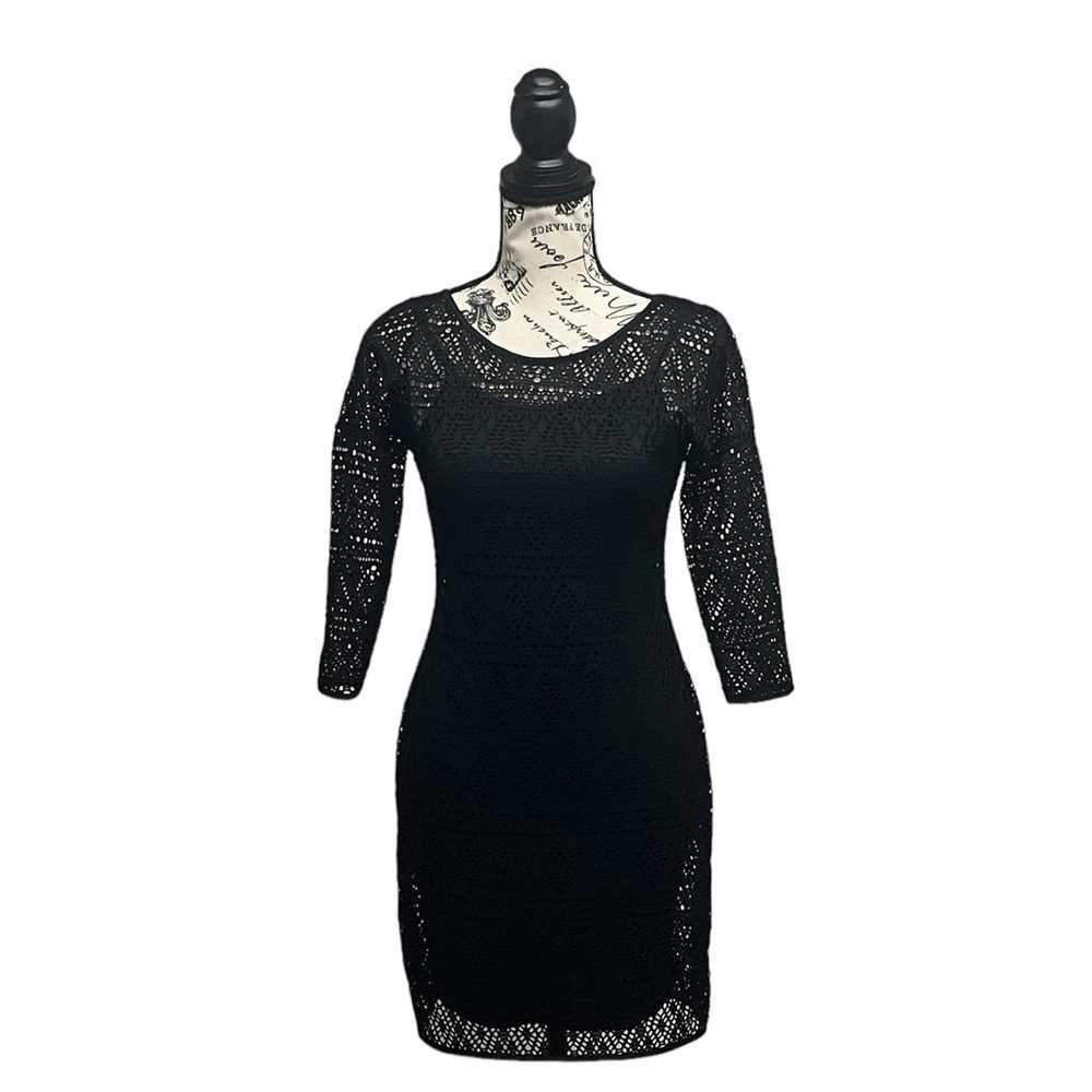 EXPRESS Sheer Crochet Black Eyelet Party  3/4 Sle… - image 2