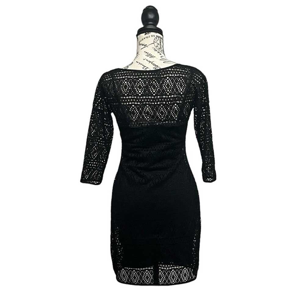 EXPRESS Sheer Crochet Black Eyelet Party  3/4 Sle… - image 5