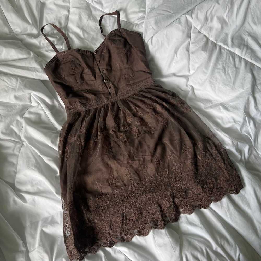 y2k brown lace dress  Brand: american eagle outfi… - image 1