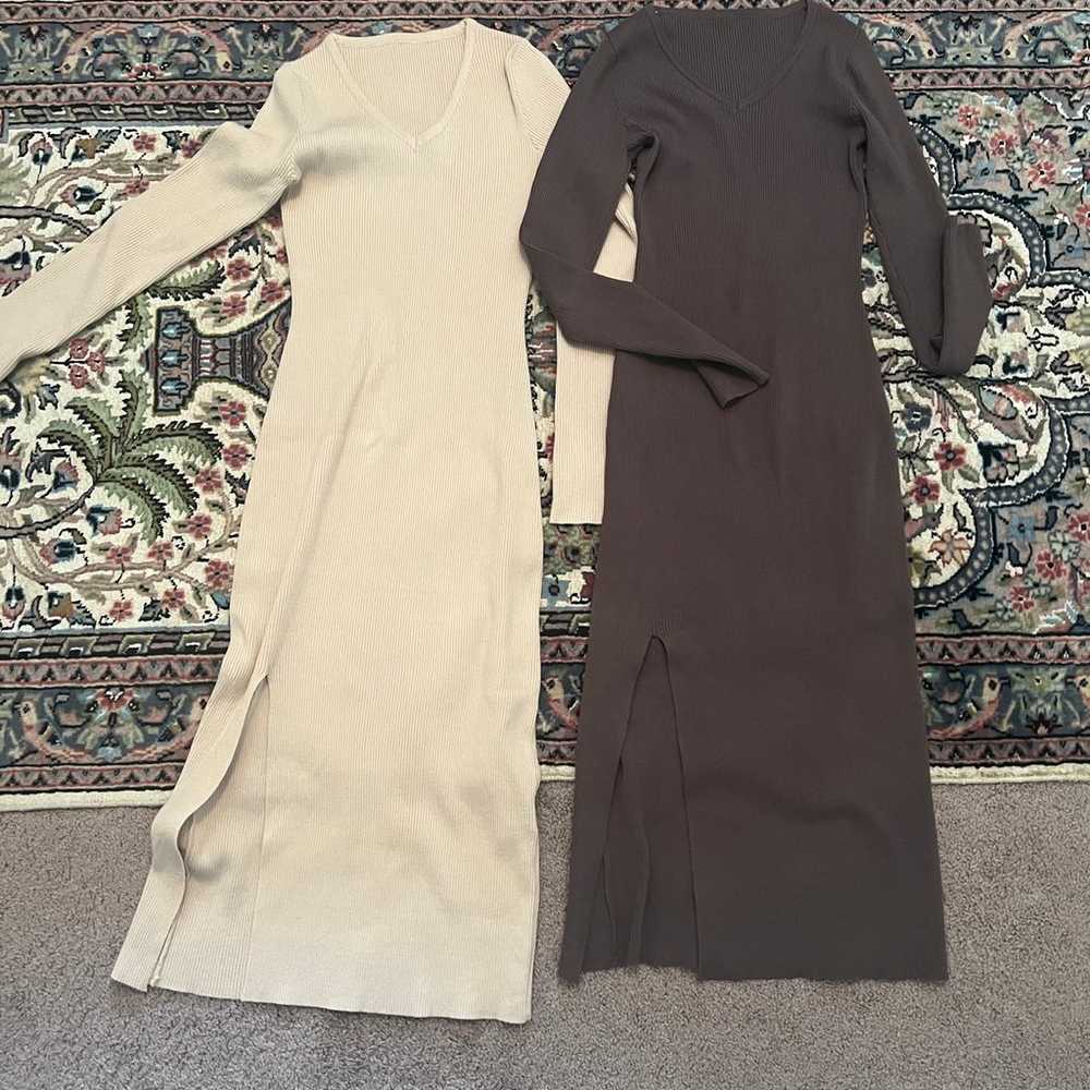 2 brown and beige knit dresses - image 2