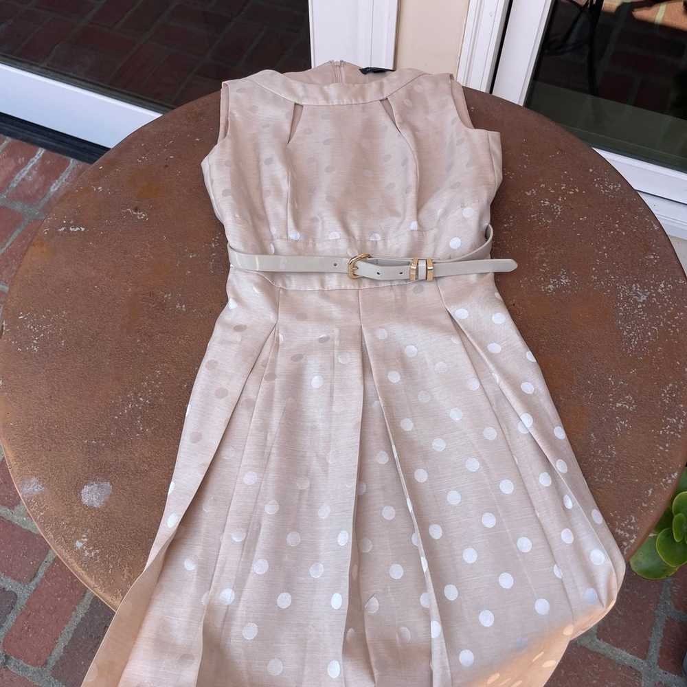 Tahari polka dot light pink belted dress sz 2 - image 4