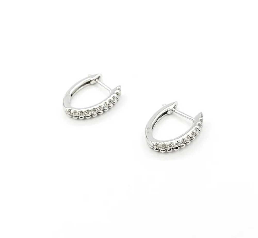 Diamond Bead Edge Hoop Earrings In Whit Gold - image 2