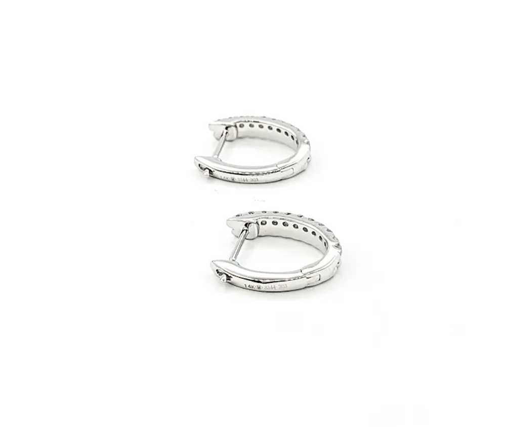 Diamond Bead Edge Hoop Earrings In Whit Gold - image 5