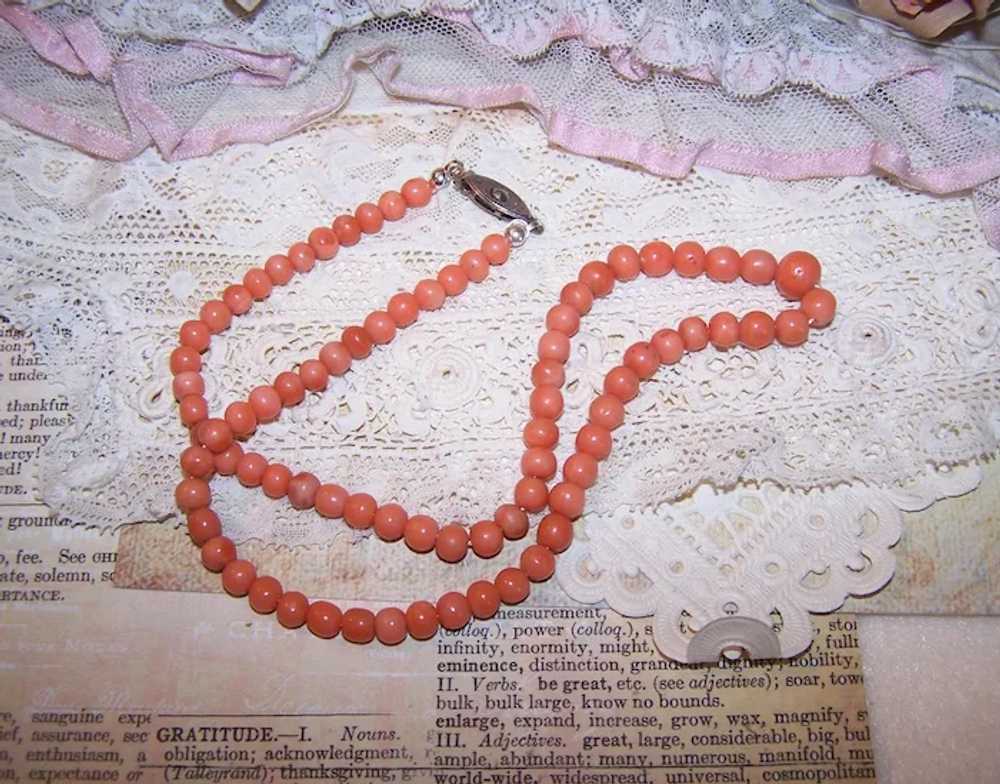 Antique Victorian 17" Orange Coral Graduated Bead… - image 2