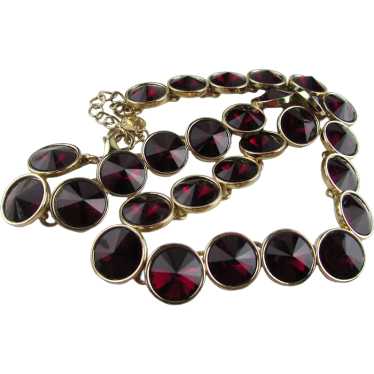 Designer Signed Ruby Red Crystal Necklace