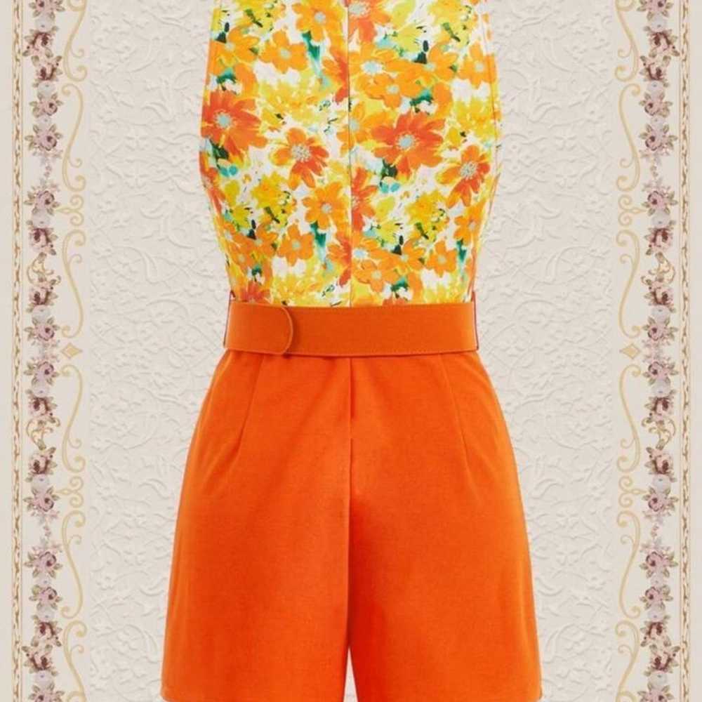 Orange Like New womens Retro vintage floral print… - image 2