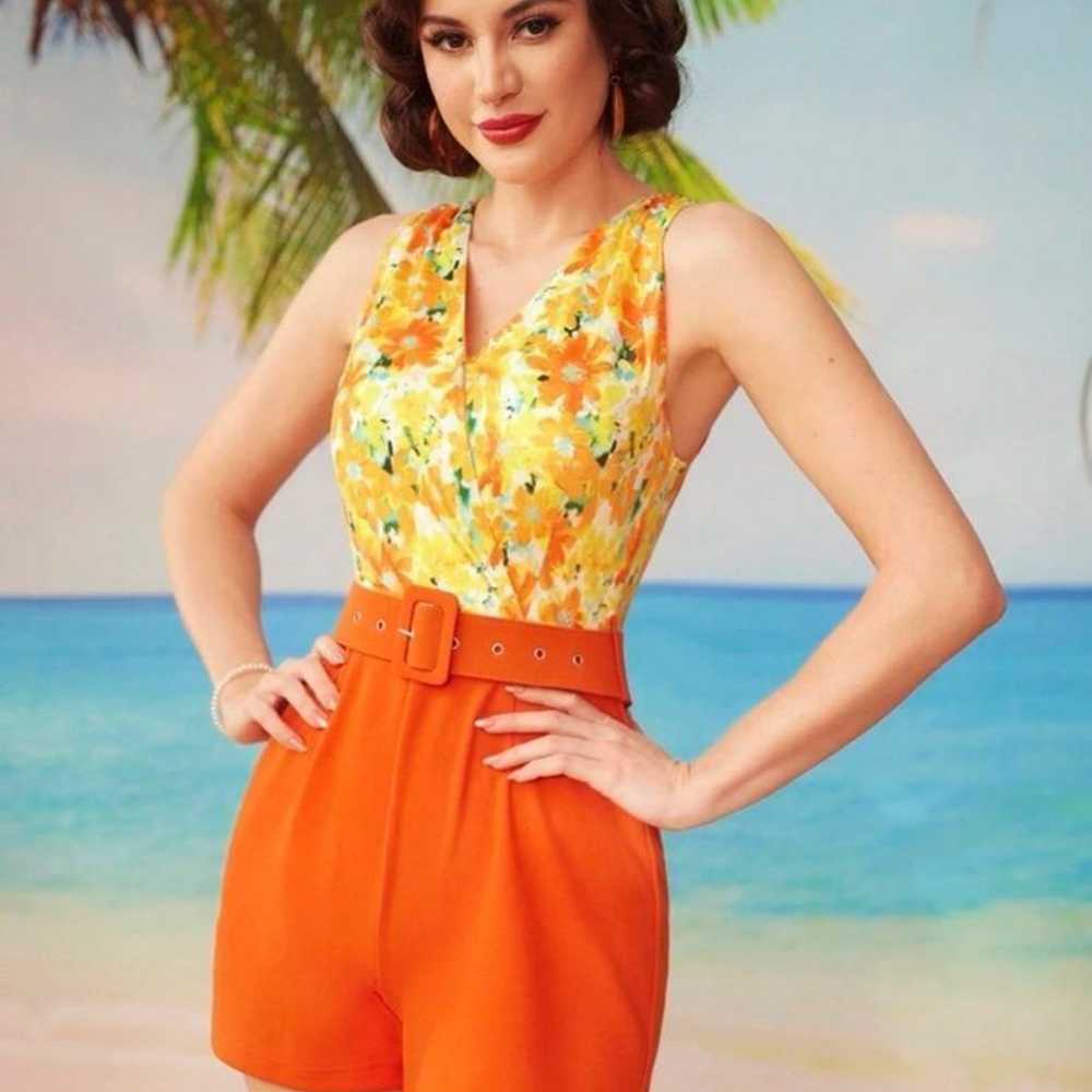 Orange Like New womens Retro vintage floral print… - image 3