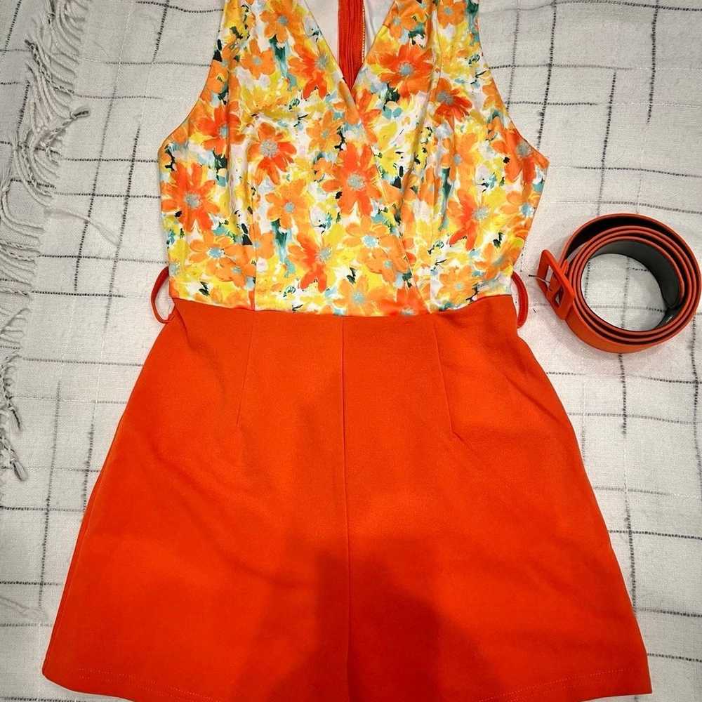 Orange Like New womens Retro vintage floral print… - image 9